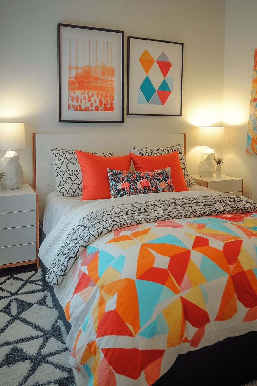 12. Geometric Harmony Bedroom Ideas